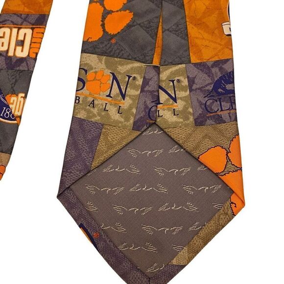 Eagles Wings University of Clemson Tigers Basketball Orange and Regalia Necktie - Picture 6 of 8